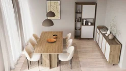 Leda Buffetschrank - 95x36x182cm - 2 Türen - weiß/Eiche Dekor