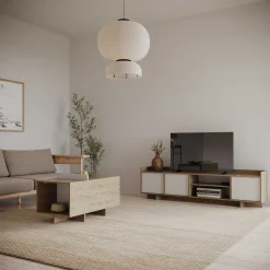 CBA Leda Couchtisch - 48x91x50cm - mit Ablage - Eiche Dekor