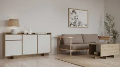 CBA Leda Couchtisch - 48x91x50cm - mit Ablage - Eiche Dekor