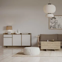 CBA Leda Couchtisch - 48x91x50cm - mit Ablage - Eiche Dekor