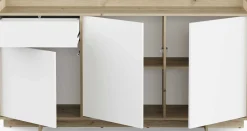 Leda Sideboard - 157x36x82cm - 3 Türen und 1 Schublade - weiß/Eiche Dekor