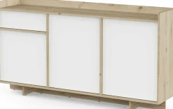 Leda Sideboard - 157x36x82cm - 3 Türen und 1 Schublade - weiß/Eiche Dekor