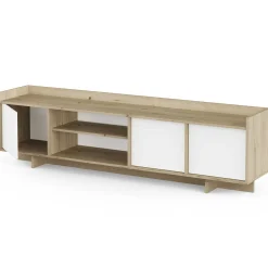 Leda TV-Schrank - 183x36x50cm - 3 Türen - weiß/Eiche Dekor