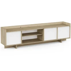 Leda TV-Schrank - 183x36x50cm - 3 Türen - weiß/Eiche Dekor