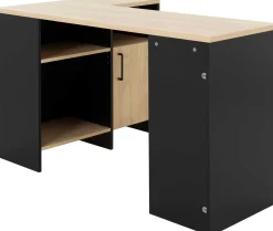 Gautier - Diagone Leicester Eckschreibtisch mit Stauraum - Kastanie/Schwarz