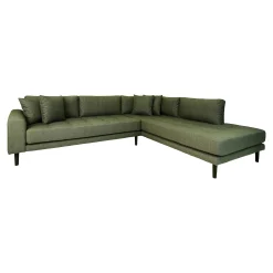 House Nordic Lido Ecksofa in Oliv mit offenem Ende und 4 Kissen