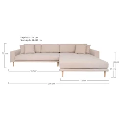 House Nordic Lido Lounge Sofa - WAAR | Sand, 4 Kissen, Holzbeine