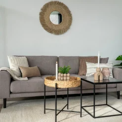 House Nordic Lido Stone 3-Sitzer Sofa mit schwarzen Holzbeinen