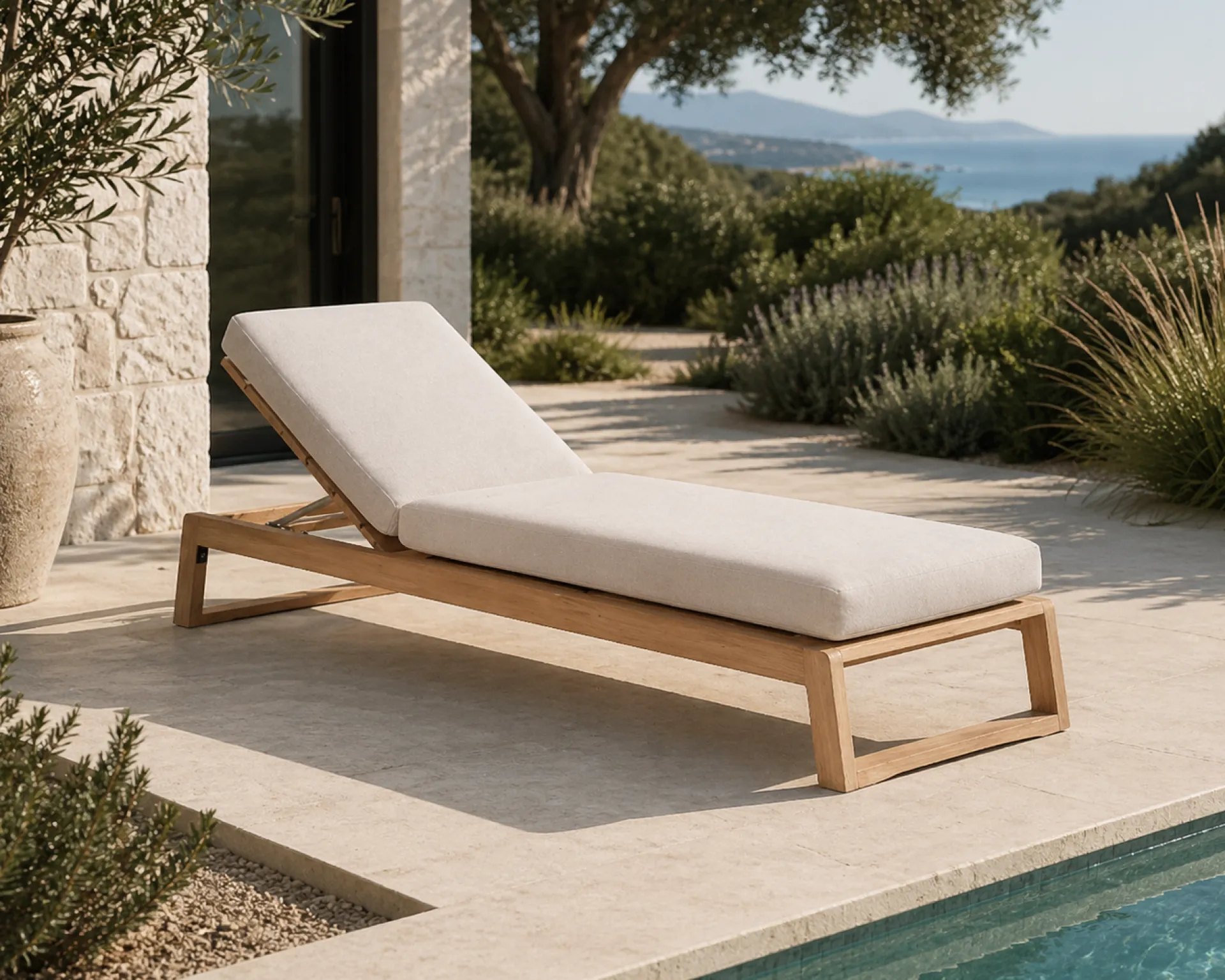Gescova Liegestuhl Island - Massiv Teakholz - 208x72x43 cm -