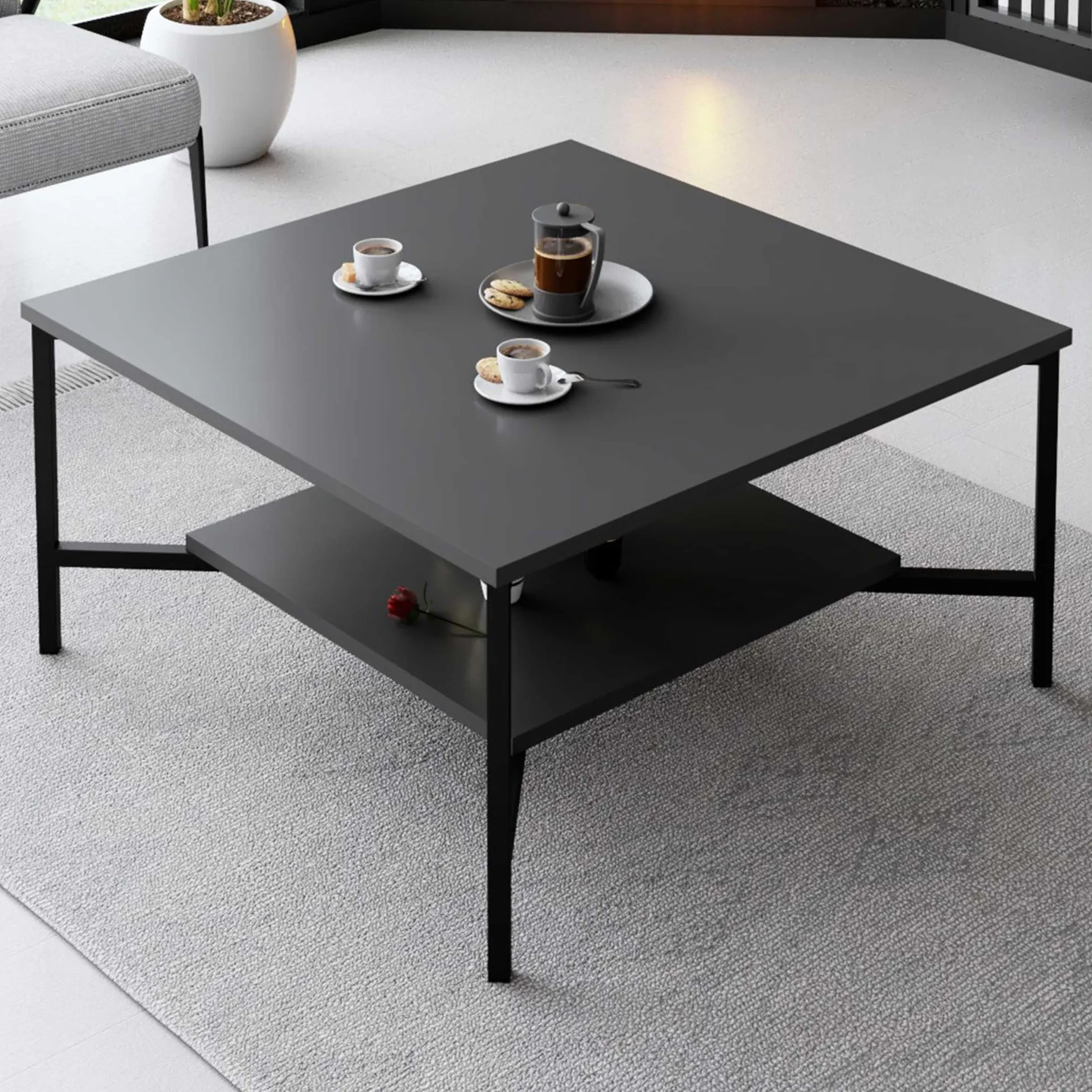 Emob Line Couchtisch | 100 % MELAMIN | , Schwarz