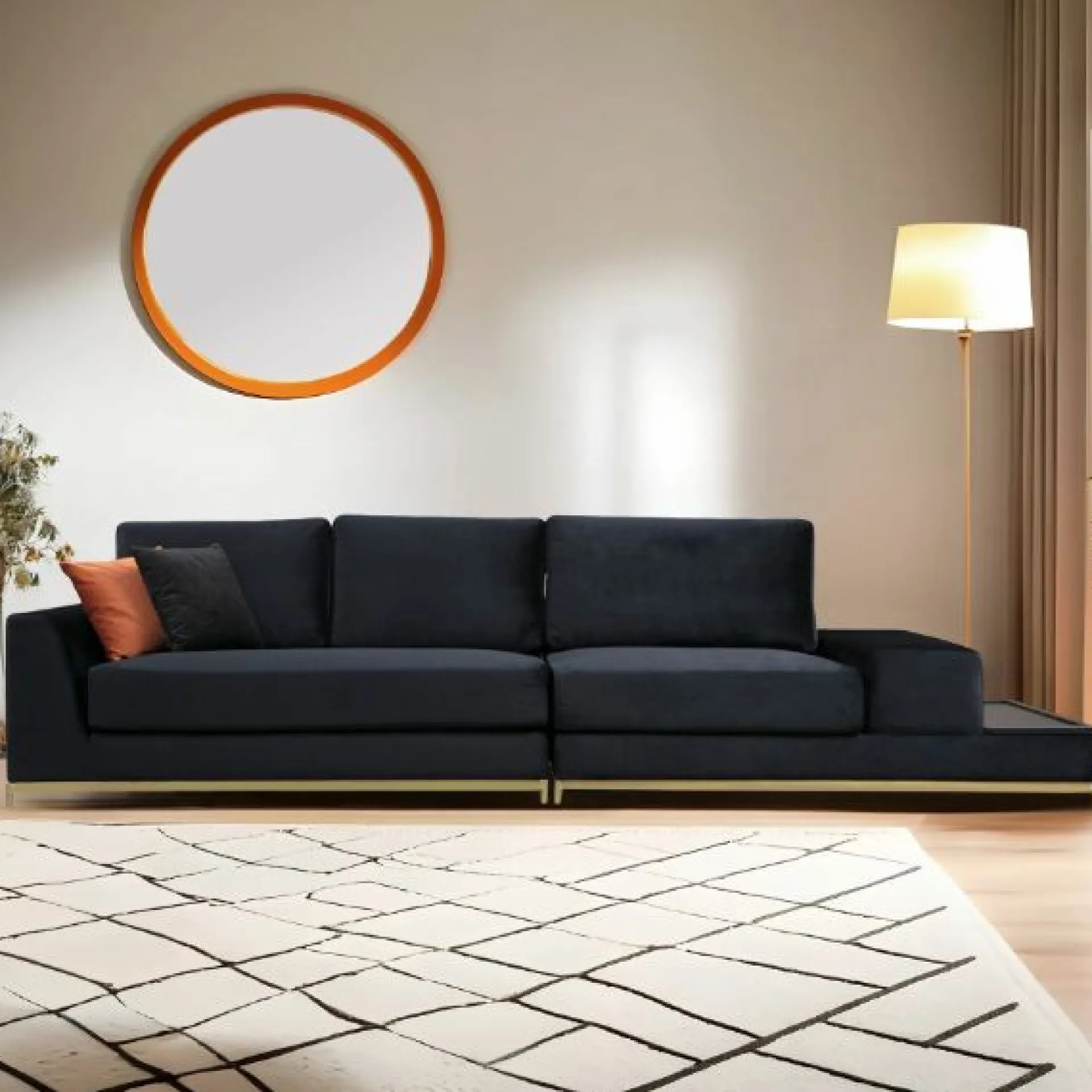 Emob Line 4-Sitzer-Sofa | BUCHENHOLZ / SPANPLATTE | , Gold
