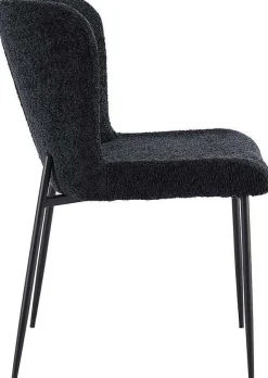 Rousseau Lisa Bouclé Dunkelgrauer Stuhl - Metallbeine, H 85 x B-L 50 x T-P 62 cm