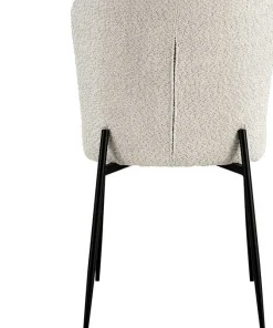 Rousseau Lisa Bouclé Ecru Stuhl - Metallbeine, H 85 x B-L 50 x T-P 62 cm