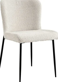 Rousseau Lisa Bouclé Ecru Stuhl - Metallbeine, H 85 x B-L 50 x T-P 62 cm