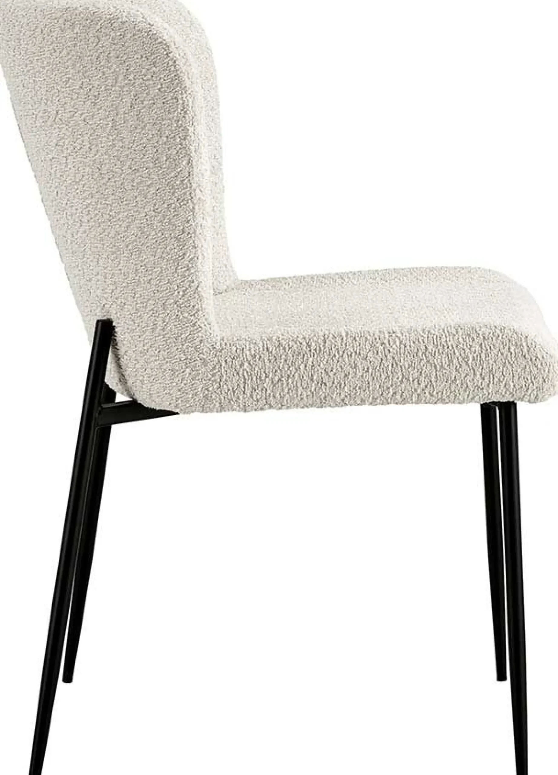 Rousseau Lisa Bouclé Ecru Stuhl - Metallbeine, H 85 x B-L 50 x T-P 62 cm