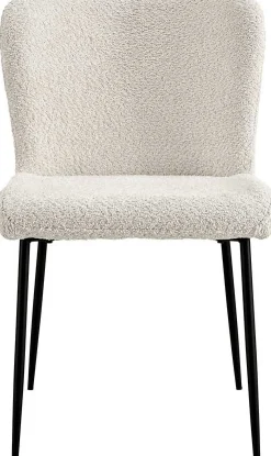 Rousseau Lisa Bouclé Ecru Stuhl - Metallbeine, H 85 x B-L 50 x T-P 62 cm