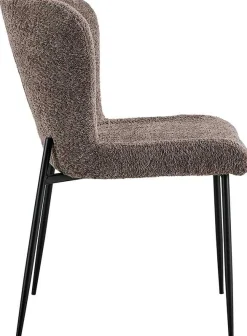 Rousseau Lisa Bouclé Sandfarbener Stuhl - Metallbeine, H 85 x B-L 50 x T-P 62 cm