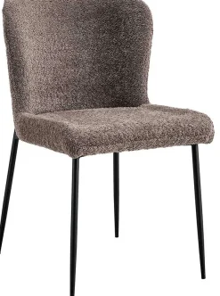 Rousseau Lisa Bouclé Sandfarbener Stuhl - Metallbeine, H 85 x B-L 50 x T-P 62 cm