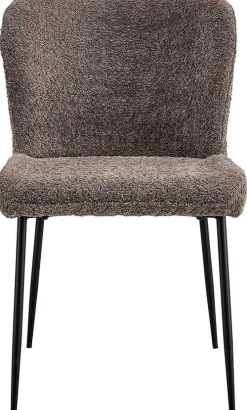 Rousseau Lisa Bouclé Sandfarbener Stuhl - Metallbeine, H 85 x B-L 50 x T-P 62 cm
