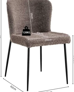 Rousseau Lisa Bouclé Sandfarbener Stuhl - Metallbeine, H 85 x B-L 50 x T-P 62 cm