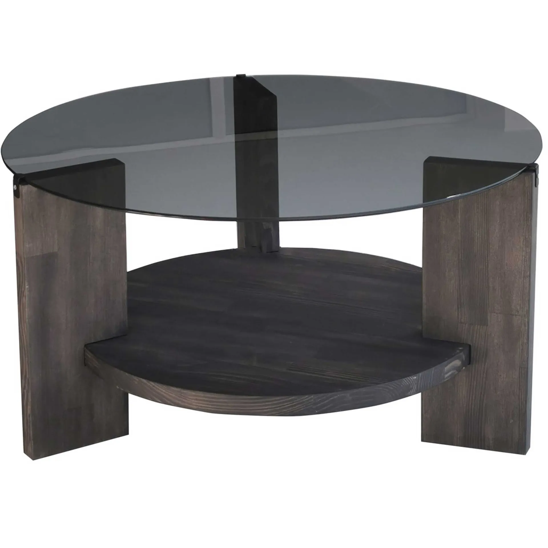 Emob Locelso Couchtisch | 100% gehärtetes Glas | Gestell aus Kiefernholz | Dunkelbraun