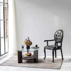 Emob Locelso Couchtisch | 100% gehärtetes Glas | Gestell aus Kiefernholz |