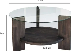 Emob Locelso Couchtisch | 100% gehärtetes Glas | Gestell aus Kiefernholz |