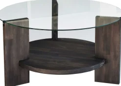 Emob Locelso Couchtisch | 100% gehärtetes Glas | Gestell aus Kiefernholz |