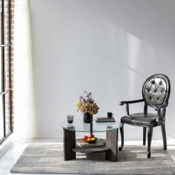 Emob Locelso Couchtisch | 100% gehärtetes Glas | Gestell aus Kiefernholz |