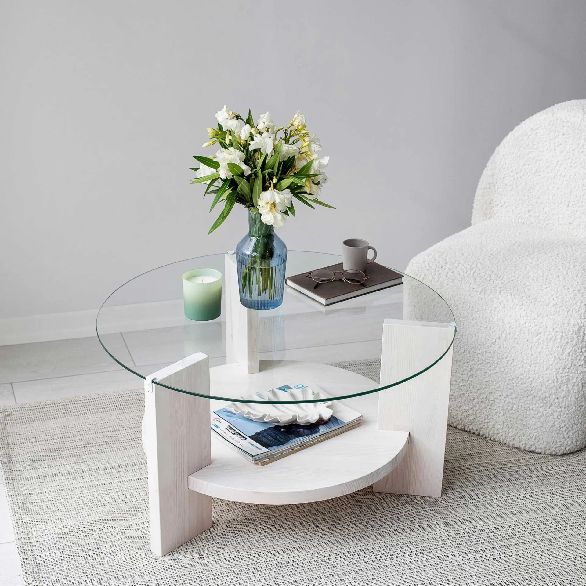 Emob Locelso Couchtisch | Gestell aus massivem Kiefernholz |