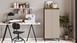 Locelso Mehrzweckschrank 60cm Braun Anthrazit