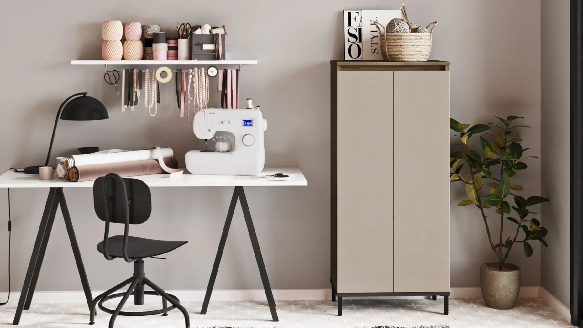 Locelso Mehrzweckschrank 60cm Braun Anthrazit