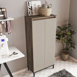 Locelso Mehrzweckschrank 60cm Braun Anthrazit