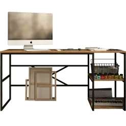 Emob Locelso Schreibtisch | 100% Melamin | 18mm Stärke | Metallgestell | Atlantische Kiefer