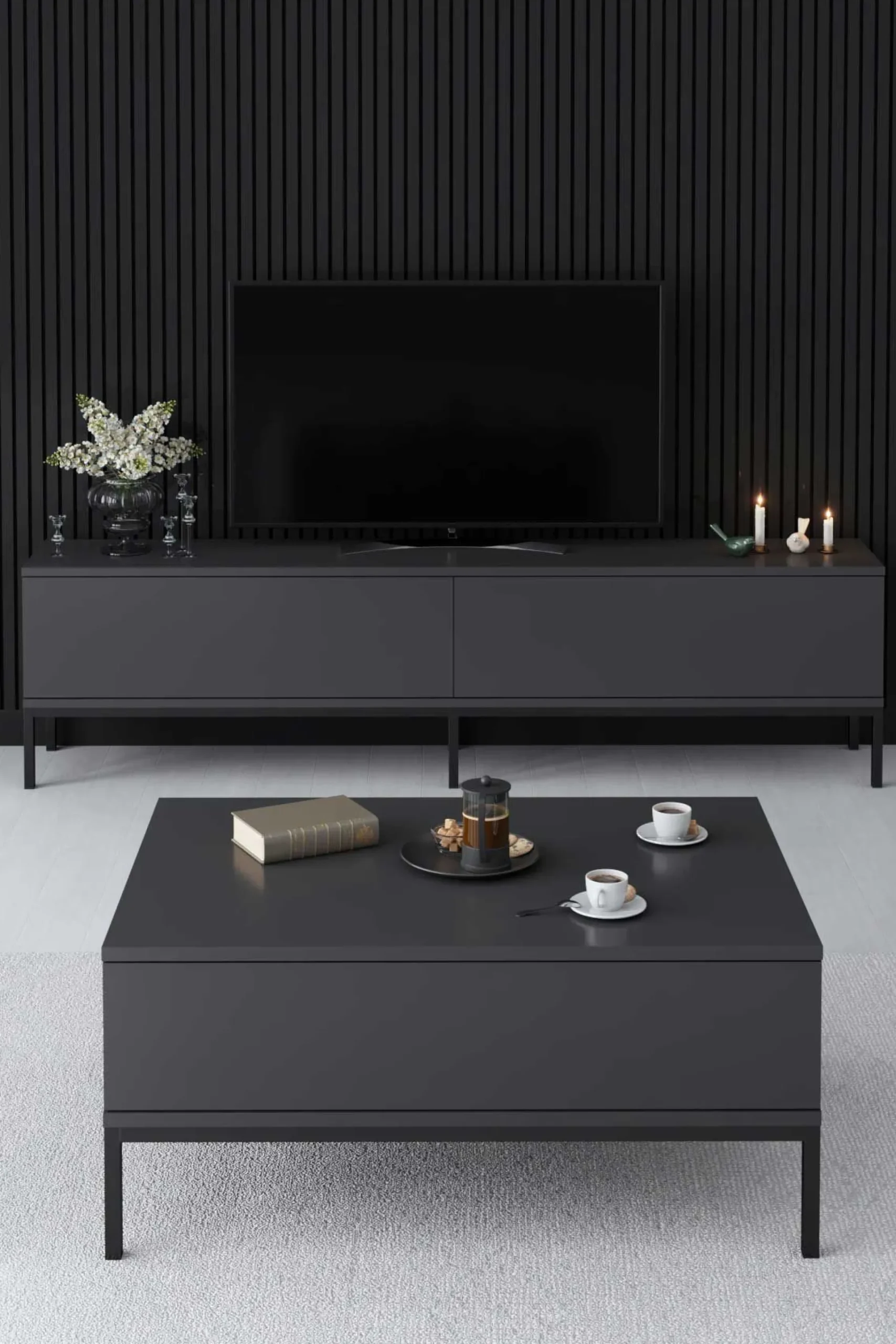Emob Lord Couchtisch | 100 % MELAMIN | , Schwarz