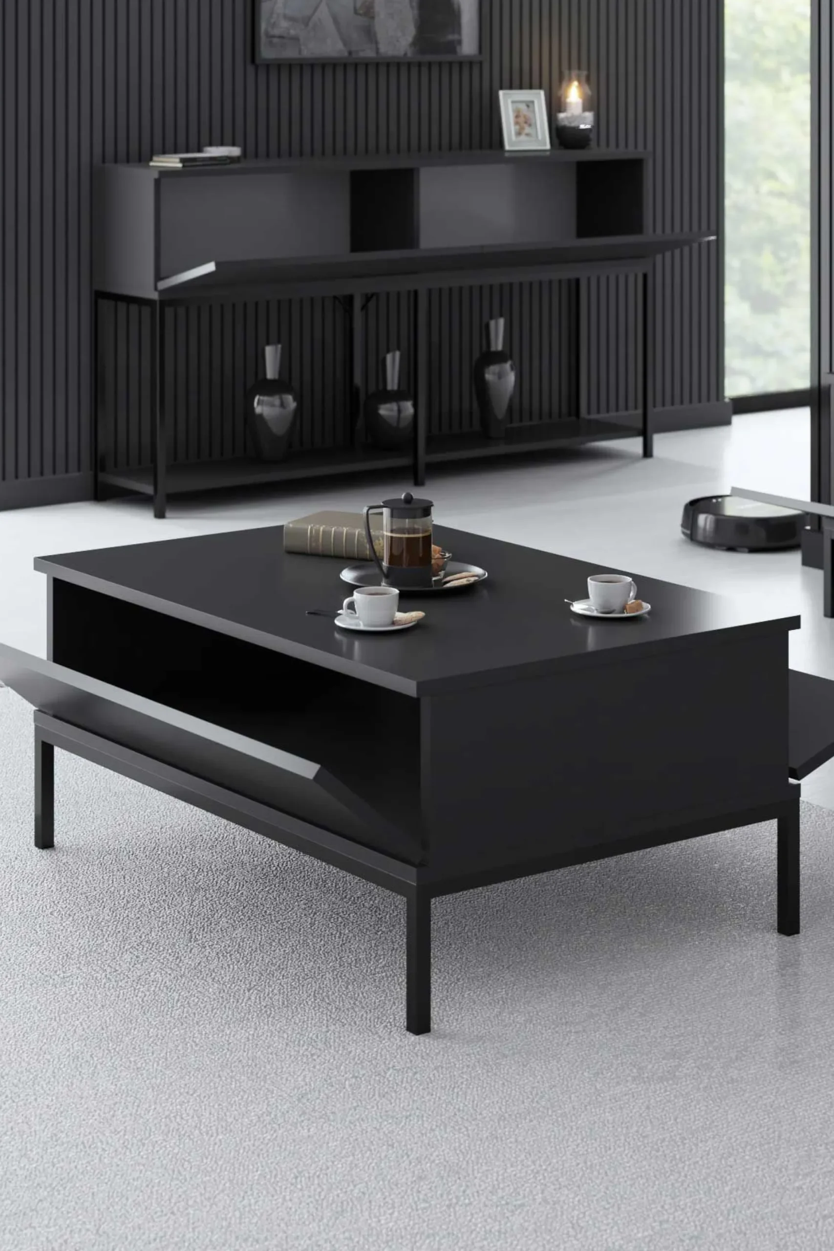 Emob Lord Couchtisch | 100 % MELAMIN | , Schwarz