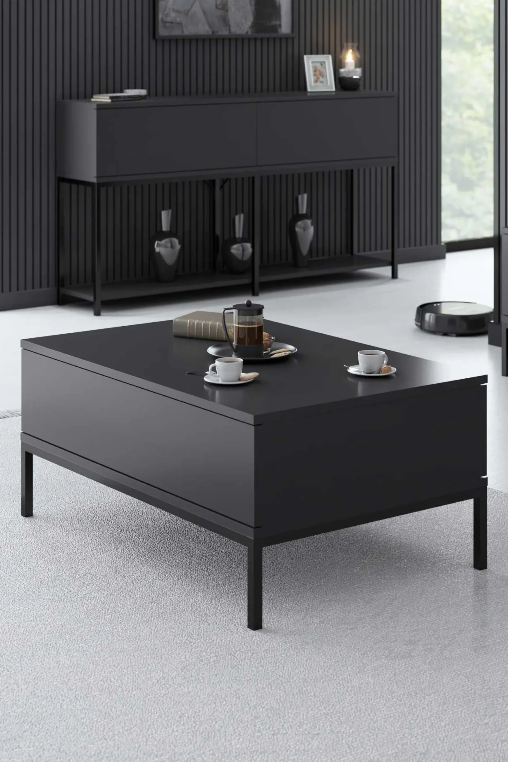 Emob Lord Couchtisch | 100 % MELAMIN | , Schwarz