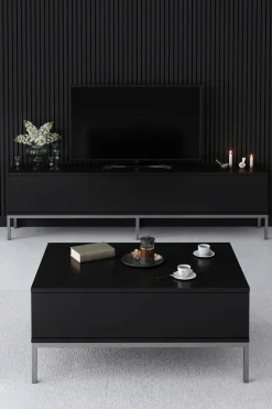 Emob Lord Couchtisch | 100 % MELAMIN | Schwarz, Silber
