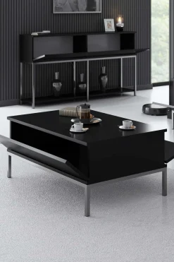 Emob Lord Couchtisch | 100 % MELAMIN | Schwarz, Silber