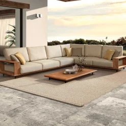 Gescova Lounge-Set Cabo Verde - Teakholz und Olefin - 260x80x65 cm - Ecru