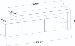 Lowboard Beliz - 100% MELAMINE - Holzschwarz - 192 x 53 x 37 cm