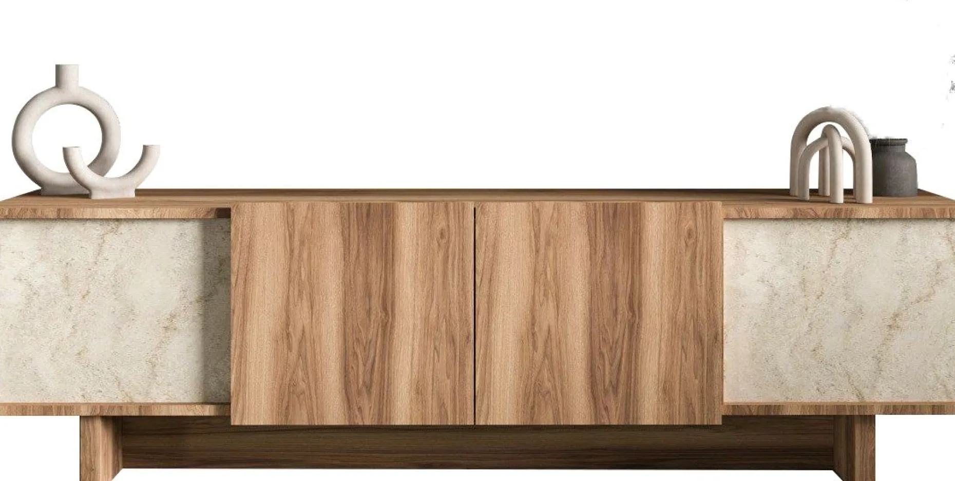 Lowboard Diana - 100% MELAMINE - Travertin - 180 x 50 x 33 cm