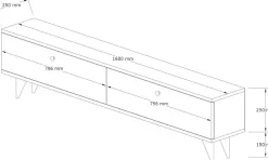 Emob Lowboard Paris - 100% MELAMINE - - 160 x 40 x 25 cm