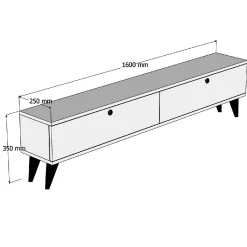 Lowboard Paris - 100% MELAMINE - Weiß - 160 x 35 x 25 cm