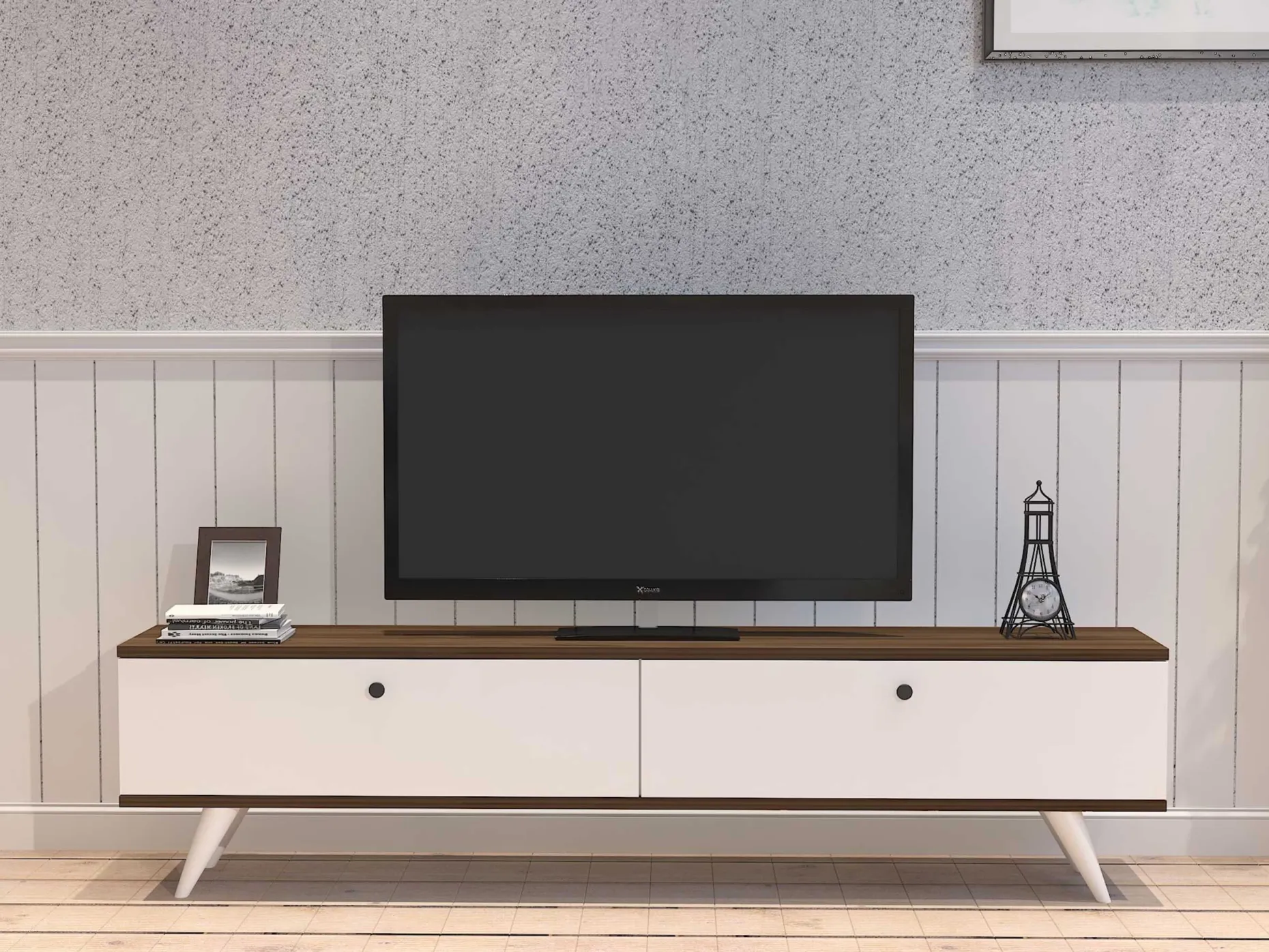 Lowboard Paris - 100% MELAMINE - Weiß - 160 x 35 x 25 cm