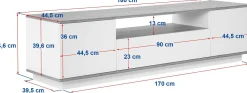 Lowboard Veramont - 100% MELAMINE - Weiß - 180 x 44,6 x 44,5 cm