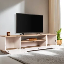 Lowboard Veramont - 100% MELAMINE - Weiß - 180 x 44,6 x 44,5 cm