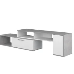 Lowboard Winn 170-250 cm mit 2 Klappen und 4 Fächern - Beton/ weiß