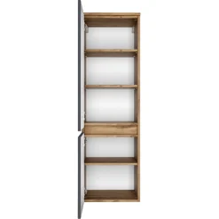 Held LunaBadezimmer : Spiegelschrank, Waschbeckenschrank, 2x Säulenschrank - Anthrazit/Eiche