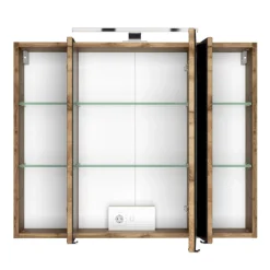 Held LunaBadezimmer : Spiegelschrank, Waschbeckenschrank, 2x Säulenschrank - Anthrazit/Eiche